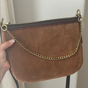 NWT fossil brown suede Jolie bag ribbed nubuck suede